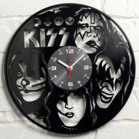 KISS Rock Band Record Clock Vinyl Record Material Classic Artistic CD Wall Clock Gift for KISS Fans Creative Wall Clock