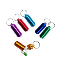 Mini Portable Pill Case Keychain Outdoor Aluminium Pill Box Container Carry Bottle Case Waterproof Drug Box Organizer Splitters