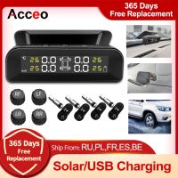 Acceo Smart TPMS Car Tire Pressure Alarm Monitor System 4 Sensors Display Solar Intelligent Tyre Pressure Temperature Warning