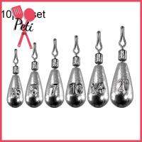 PETISEE 10pcs มีประโยชน์ อุปกรณ์เสริม ความละเอียด หมุนได้ 360 องศา เบส Fishing Tackle Tear Drop Shot Weights Lead Sinker