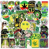 IVANES 50Pcs/Lot Mixed Leaf Weed Sticker Waterproof Graffiti Sticker Hemp Leaf Weed Stickers For Laptop Skateboard Notebook Graffiti Stickers Sticker Decals DIY Toy Sticker Stationery Sticker Multi Use Stickers Poster