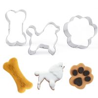 3pcs/set Dog Paw Bone-Shaped Stainless Steel Mold DIY Pastry Fondant Baking Cookie Cutter Kitchen Baking Mould