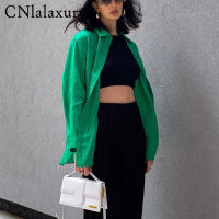 CNlalaxury Front Buttons Autumn Green Blouses Women Elegant Casual White Long Sleeve Shirts Female Turn Down Collar Tops Ladies