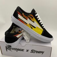 รองเท้าผ้าใบแวนส์-OLD SKOOL Revenge X Storm  สีดำลายไฟ รองเท้าออกกำลังกาย รองเท้ากีฬา รองเท้าชาย-หญิง สินค้าพร้องส่ง