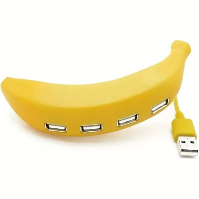 ฮับพอร์ต4พอร์ตแบบพกพา2.0 USB ดีไซน์รูปทรงกล้วยตลกๆของ RUNBERRY ส่วนขยายความคิดสร้างสรรค์แบบพกพาเหมาะสำหรับ PC Mac แล็ปท็อป