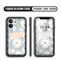 เคสโทรศัพท์สำหรับ Vivo V29 5G เคสโทรศัพท์ดอกเดซี่ที่สวยงามสี่เหลี่ยมของแท้ปลอกซิลิโคนของเหลวเคสป้องกันทนแรงกระแทกกล้องคลุมทั้งหมด