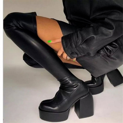 New Women Boots Ladies Platform Boots Fashion Thick High Heels Women Winter Shoes Party y Block Heel Shoes Woman Plus size 43