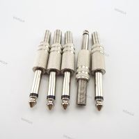 5pcs 6.35mm Male Mono Channel Amplifier Plug Connectors Monaural Jack Audio Cable Microphone Accessories Plugs WDAGTH