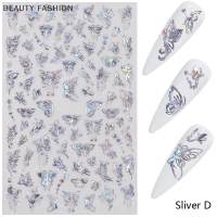 BEAUTY FASHION สติกเกอร์ติดเล็บลายผีเสื้อด้วยเลเซอร์สติกเกอร์ตกแต่งเล็บแบบ DIY