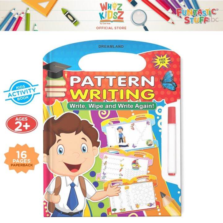 Original whiz kidsz wipe and write again pattern writing books for