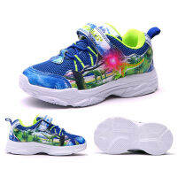 2021DINOSKULLS Spring Kids Boys Shoes 4 T-Rex DinosaurChildrens Tennis Glowing Sneakers LED Light Net Breathable Mesh Sport Shoes