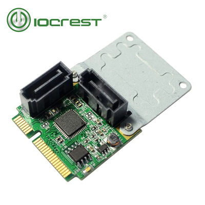IOCREST Mini PCI Express 2 Internal SATA III ( 6gb s) RAID ASM1061R Controller Card 2 SATA 3.0 6gbps Ports Green