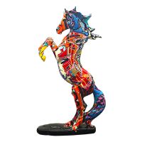 Modern Horse Statue Home Decor Animal Ornament Sculpture Horse Art Figurine Graffiti Decoration for Shelf TV Stand Cabinet