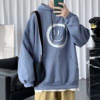 CODLiang Te Fashion Smiley Printing Long Sleeve Hoodie Men Oversize Loose