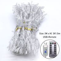 3x1.5M 3x2M 3x3M Curtain LED Icicle Fairy String Christmas Garland Wedding Party Window Outdoor Docer Fairy Light