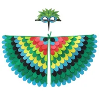 Halloween Bird Costume for Children with Colourful Wings Cape and Felt Eye Cover Fairy Fancy Dress Costumes for Children Girls Boys