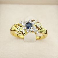 SK Jewelry แหวนพลอยไพลิน เพชรล้อม ทองแท้ 9K