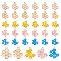 30Pcs 5 Style Elite Alloy Pendants with Enamel and Epoxy Resin Honeycomb Mixed Color 6pcs/Style