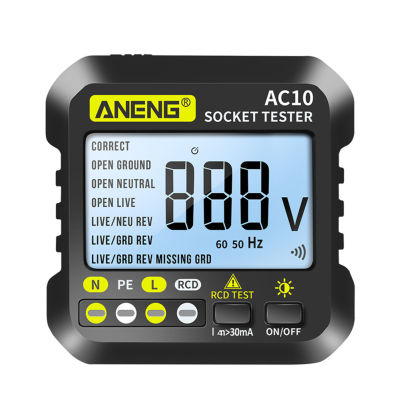 ANENG AC10ซ็อกเก็ตทดสอบจอแอลซีดีดิจิตอลเต้าเสียบไฟฟ้าแรงดันทดสอบตรวจจับ