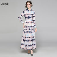 Spring Summer Fall Runway Floral Print Tie Neck Bow Long Sleeve Empire Waist Women Ladies Casual A-Line Maxi Beach Dress