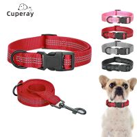 Nylon Dog Collar and Leash SetAdjustable Reflective Pet Collar with Quick Release Buckle and Metal D Ring for Small Medium Dogs