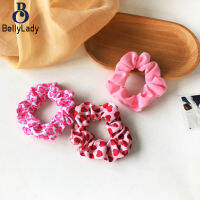 Fashion Hair Scrunchies For Women Sweet Heart-shaped Flower Printing Hair Circle For Gifts【fast】