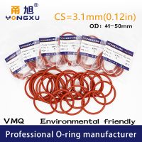 5PCS/lot Red Silicon O ring Silicone/VMQ CS3.1mm Thickness OD 41/42/43/45/48/50x3.1mm O Ring Seal Rubber Gasket Rings Washer