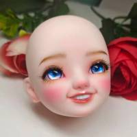 14 BJD Doll Head Makeup Smile Head With Blue Pink Color Eyes Handmade Cute Doll Mold Accessories Toys Gift