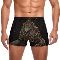 Lion Swimming Trunks Intricate Lines  Art Illustration Trending Beach Swim Boxers Large Size Durable Man Swimwear Swimwear