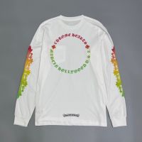 Chrome Heart High Quality Letter Yellow Green Circle Gradient Letter Mens and Womens Long Sleeve T-Shirt