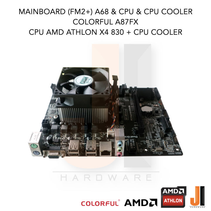 ชุดสุดคุ้ม-mainboard-a87fx-fm2-a68-amd-athlon-x4-830-with-cpu-cooler-3-0-3-4-ghz-4-cores-4-threads-65-watts-สินค้ามือสองสภาพดีมีฝาหลังมีการรับประกัน