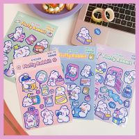 Ins Korean Cute Sticker Fluffy Candy Rabbit Sealing Labels Mobile Phone Shell Laptop Interesting Decorative Stickers Stationery Stickers Labels