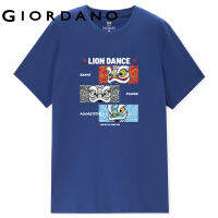 GIORDANO Men Lion Dance Series T-Shirts Summer Short Sleeve Basic Tee Fashion Print 100% Cotton Crewneck Casual Tshirts 91092279GHYJ