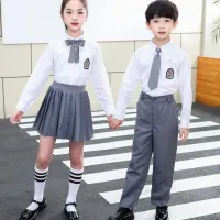 1set/lot England style children school uniform boy girl cotton fashion host cotumes