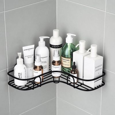 【YF】 Bathroom Shelf Corner Shower Caddy Toilet Triangle Wall Hanging Kitchen Storage With Adhesive Hooks Dorm