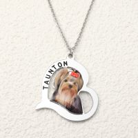 Heart Photo Necklace Custom Name Necklace with Photo Dog Necklace Photo Jewelry Pet Picture Necklace Pet Memory Gift For Her