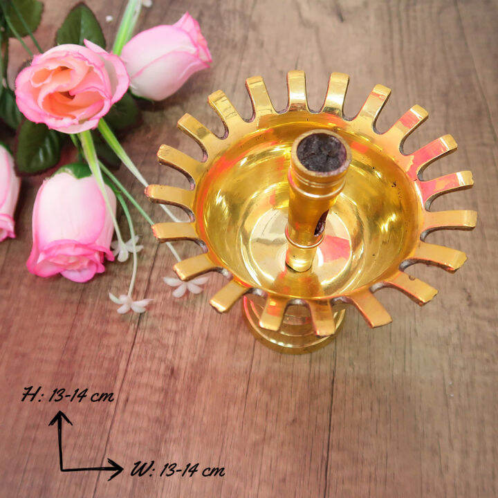 Pure Brass Big Lotus Thiri Vilakku Indian Oil Lamp Deepam Lazada