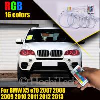 ชุดแหวนเฮโลไฟหน้า Led Rgb Smd แบบเปลี่ยนสีได้หลายสีสำหรับ Bmw X5 E70 2007 2008 2009 2010 2011 2012 2013