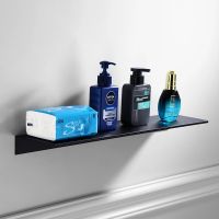 ☸ 30-50cm Modern Brushed Gold Black White Bathroom Storage Rack Bathroom Shelves Kitchen Wall Shelf Home Accessories