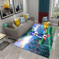 〖Queena carpet〗พรมลายการ์ตูน3D,พรมปูพื้นสี่เหลี่ยมลายการ์ตูนโซนิคลายการ์ตูนแมวน่ารักสีฟ้าพรมห้องนั่งเล่นห้องนอนปูพื้นเสื่อพรมโยคะโพลีเอสเตอร์