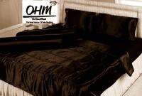 OHM ผ้าปูที่นอน ผ้าเครปซาติน 220 เส้น ขนาด 7 ฟุต 5 ชิ้น (สีน้ำตาลเข้ม)