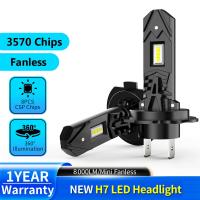 H7 Turbo LED Head Lamp Bulbs 8000LM Fanless H7 LED Headlight CSP Chips 1:1 Mini Size Design Car Lights 6500K 12V Bulbs  LEDs  HIDs