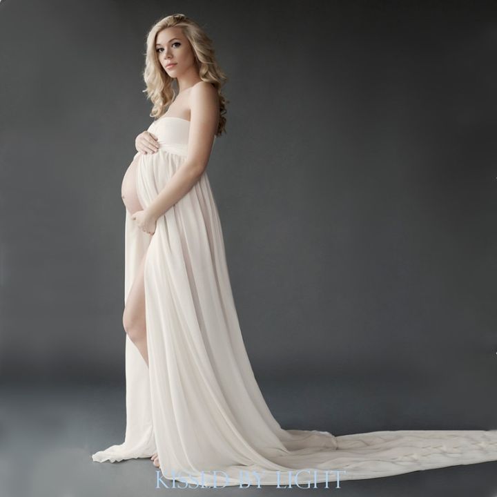 เดรสยาวคู่อุปกรณ์ถ่ายภาพการตั้งครรภ์-เดรสแม็กซี่สำหรับถ่ายภาพเสื้อผ้ากุลสตรีท้อง