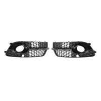 1Pair Front Bumper Fog Lamp Grille Cover for Audi Q5 Sport 2013-2017 Lower Grille Foglight Bezel Honeycomb Decoration