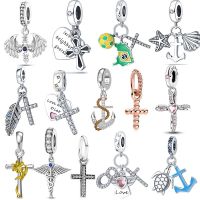 New Europe 925 Silver Bracelet Accessories Fit Pandora Charm Saintess Pendant For Women DIY Jewelry Gift Bead Jesus Cross Amulet