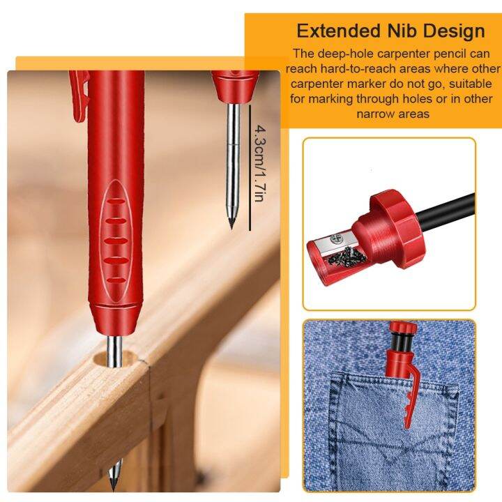 new-solid-carpenter-pencil-set-built-in-sharpener-with-6-refill-leads-deephole-pencil-marking-tool-kit-for-woodworking-architect