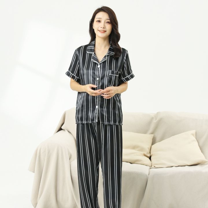 terno-ชุดนอนสตรีแบบ-pambahay-สำหรับผู้หญิงชุดนอน-lktops-ผ้าไหมเกาหลีกระดุมชุดนอนผ้าซาตินชุดนอนชุดลำลองคอปกของผู้หญิง-1ชิ้น