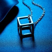 Hiphop Retro Cube Men Pendant Necklace Punk Stainless Steel Male Neck Chain Personalized Waterproof Fashion Trendy Jewelry