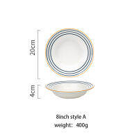 MDZF 810inch Ceramic Soup Plate Salad Noodle Plate Kitchen Party Desserts Serving Dish Creativity Japanese Style Tableware