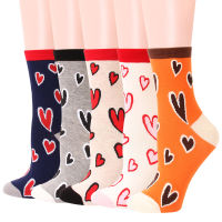 12 Pairs Womens Breathable Cotton Socks Heart Pattern Comfortable Middle Tube Soft Casual Dress Socks